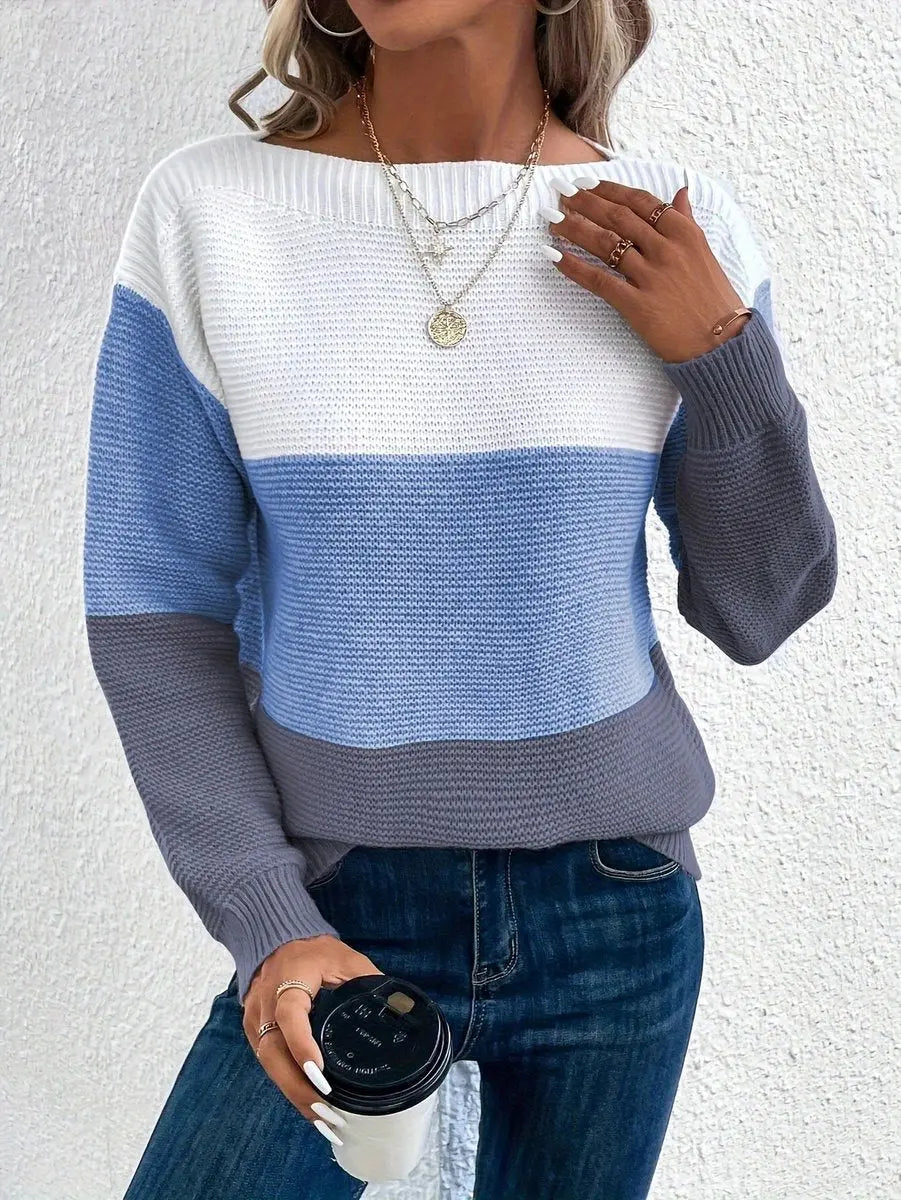 Evelyn | Jersey de Punto de Mujer, Color Block, Corte Relajado y Manga Larga