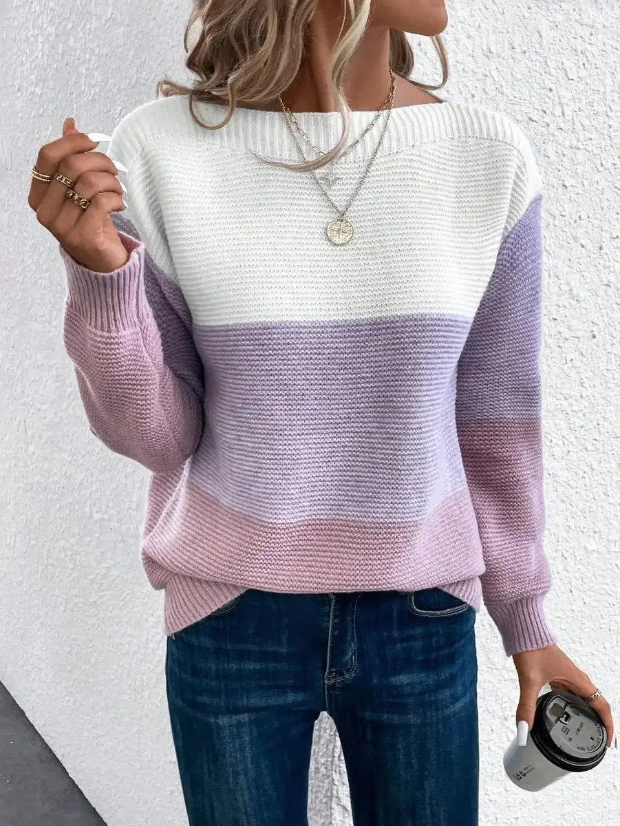 Evelyn | Jersey de Punto de Mujer, Color Block, Corte Relajado y Manga Larga