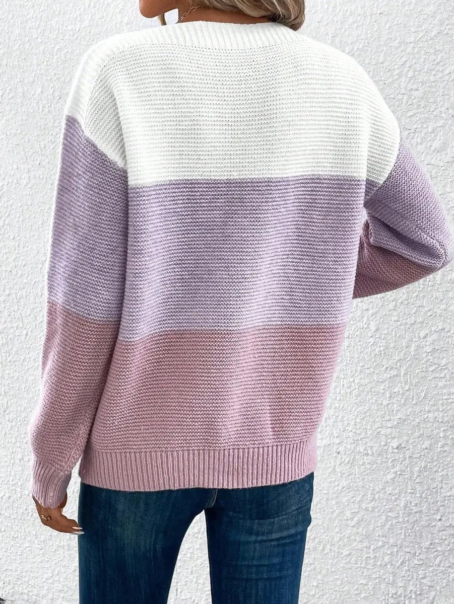 Evelyn | Jersey de Punto de Mujer, Color Block, Corte Relajado y Manga Larga