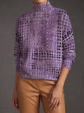 Isaura™ | Jersey de cuello alto con diseño de rejilla en color lavanda